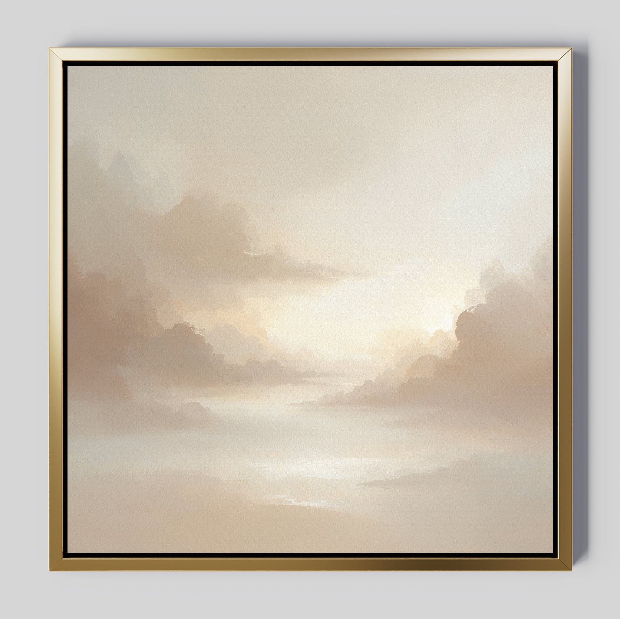 Whispering Mist & Morning Light Canvas Print – beige and white cloud canvas wall art print by Aspire Prints