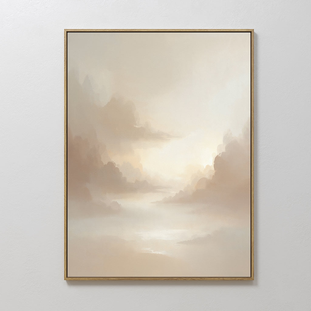 Whisper of the Mist – beige and white cloud canvas wall art print by Aspire Prints