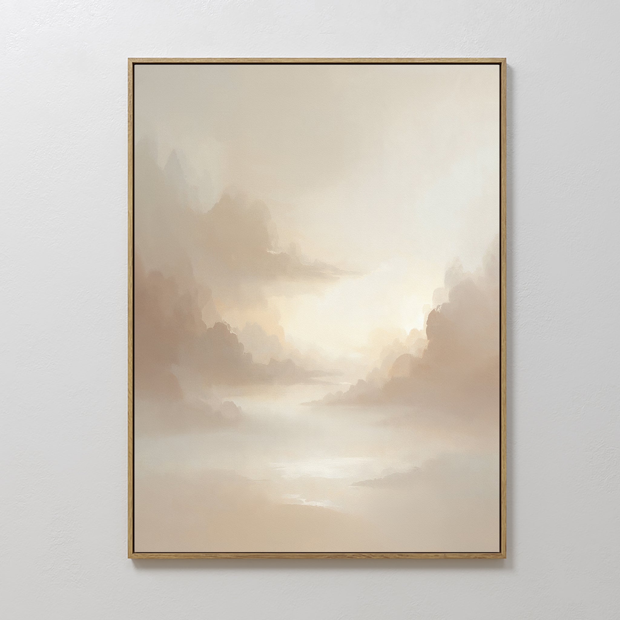 Whisper of the Mist – beige and white cloud canvas wall art print by Aspire Prints