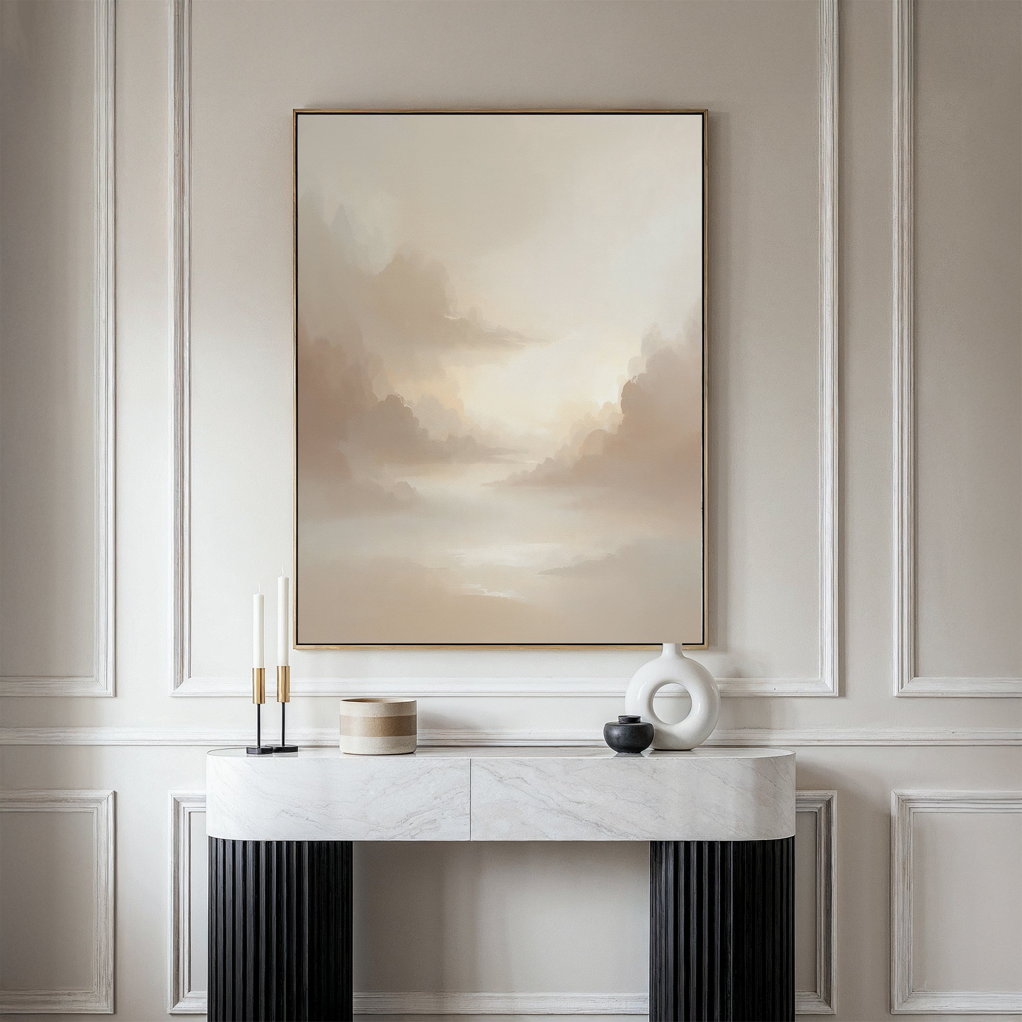 Whisper of the Mist – beige and white cloud canvas wall art print by Aspire Prints