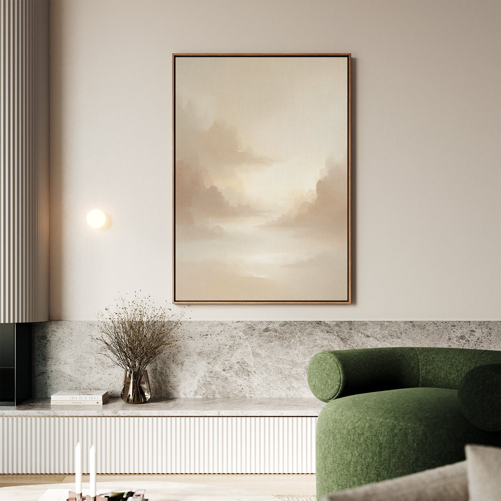 Whisper of the Mist – beige and white cloud canvas wall art print by Aspire Prints