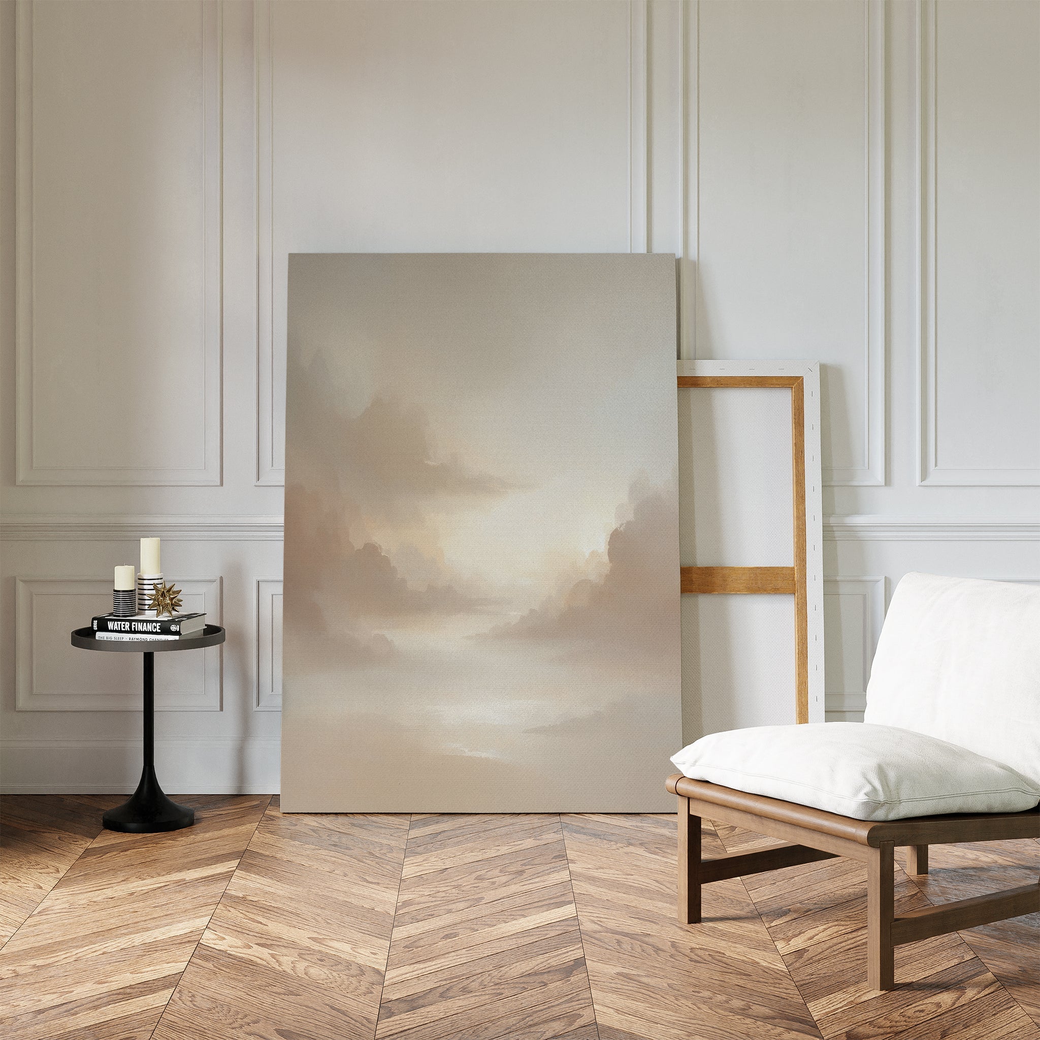 Whisper of the Mist – beige and white cloud canvas wall art print by Aspire Prints