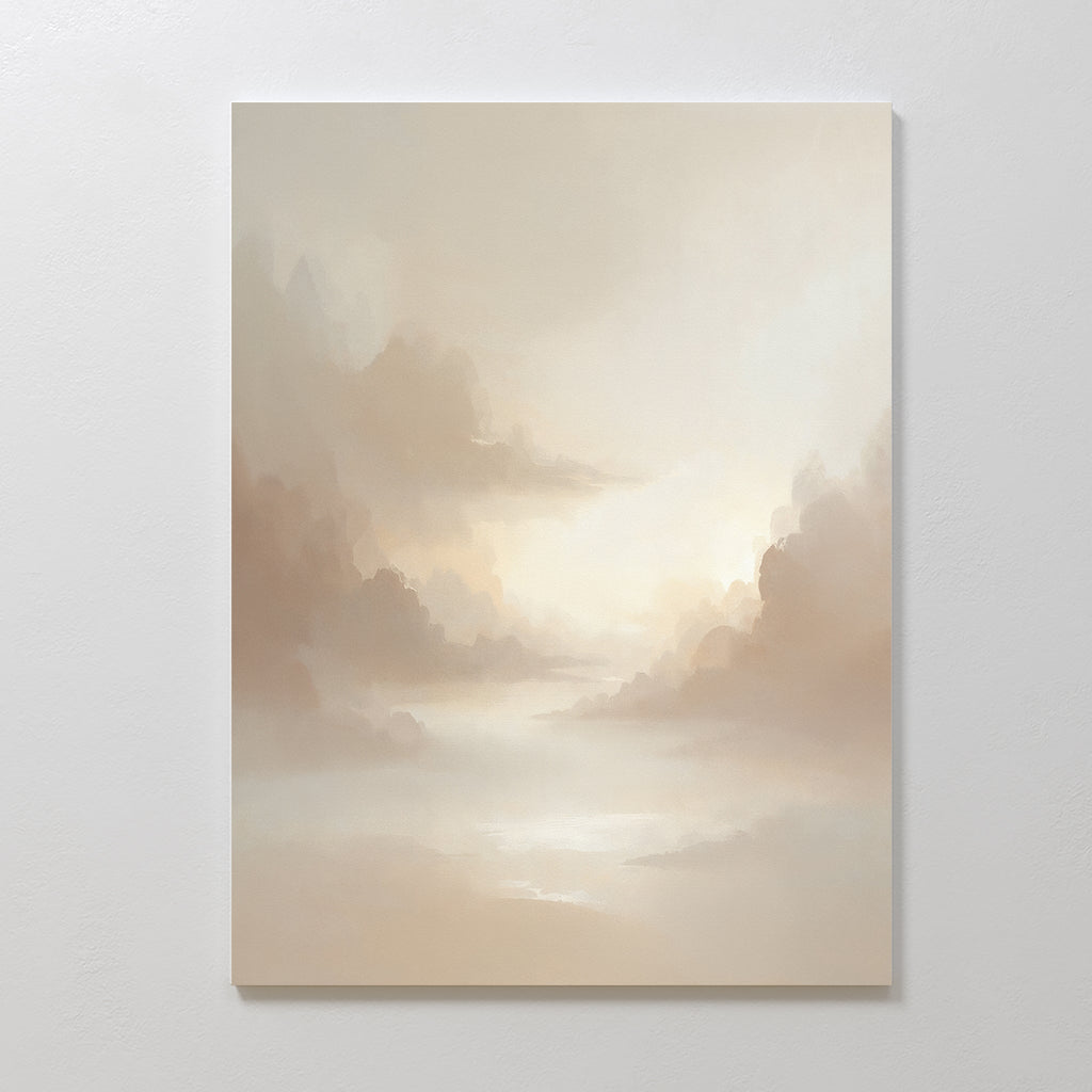 Whisper of the Mist – beige and white cloud canvas wall art print by Aspire Prints