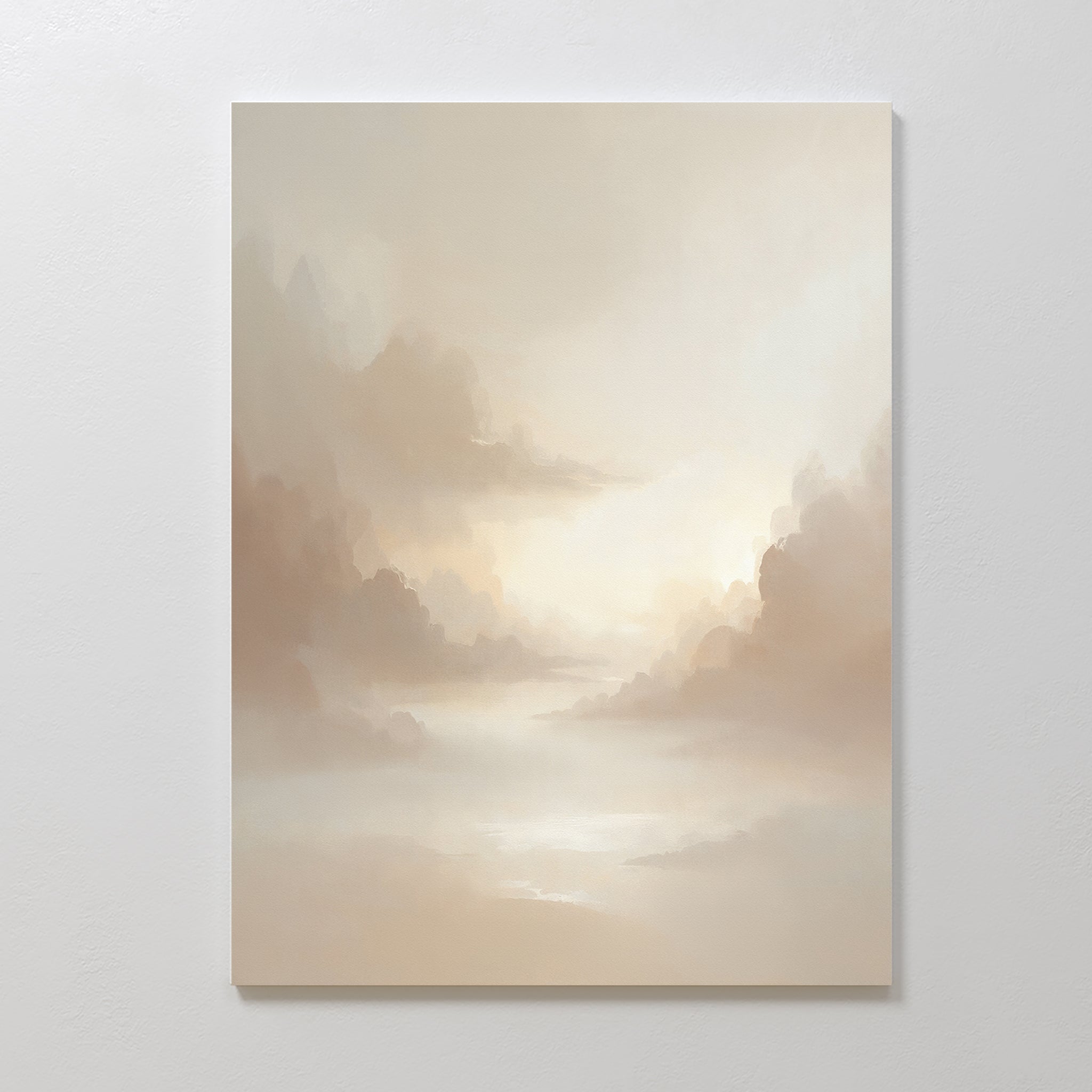 Whisper of the Mist – beige and white cloud canvas wall art print by Aspire Prints