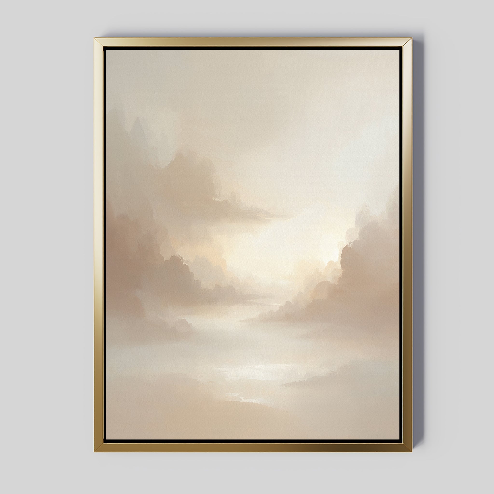 Whisper of the Mist – beige and white cloud canvas wall art print by Aspire Prints