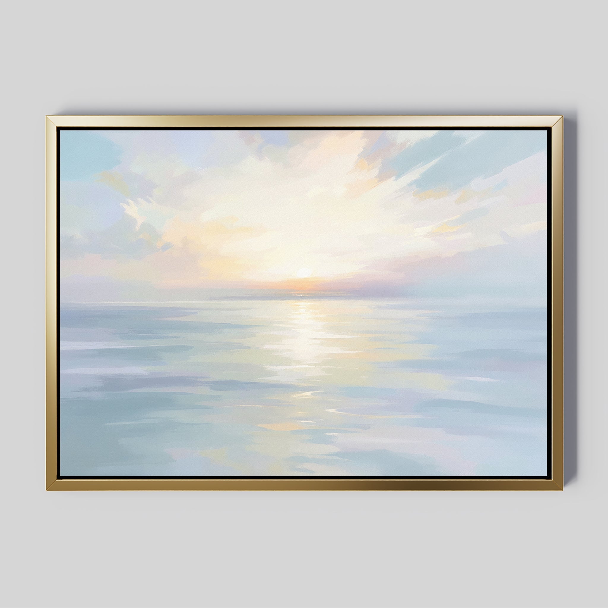 Whispering Tides at First Light – blue coastal canvas wall art print by Aspire Prints