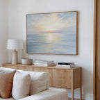 Whispering Tides at First Light – blue coastal canvas wall art print by Aspire Prints