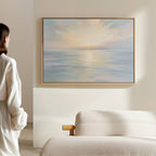 Whispering Tides at First Light – blue coastal canvas wall art print by Aspire Prints