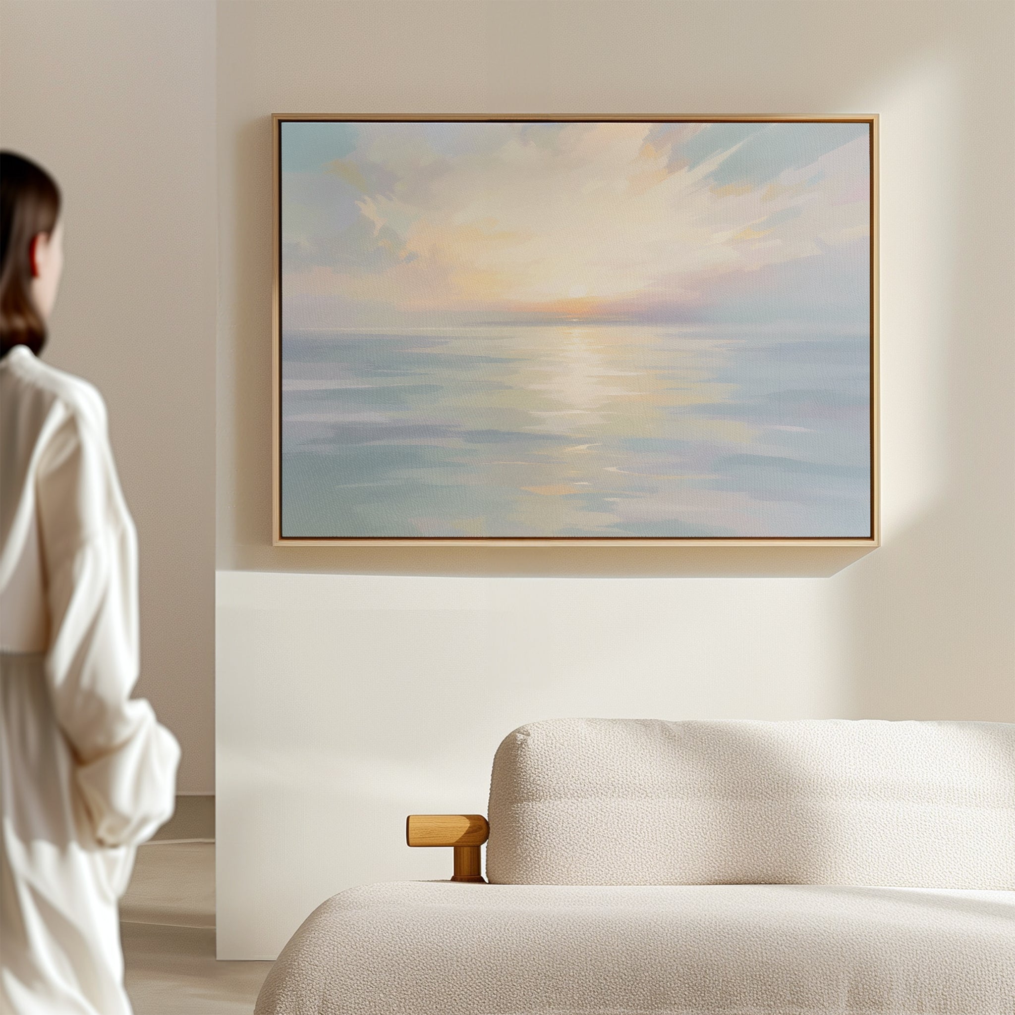 Whispering Tides at First Light – blue coastal canvas wall art print by Aspire Prints