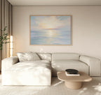 Whispering Tides at First Light – blue coastal canvas wall art print by Aspire Prints