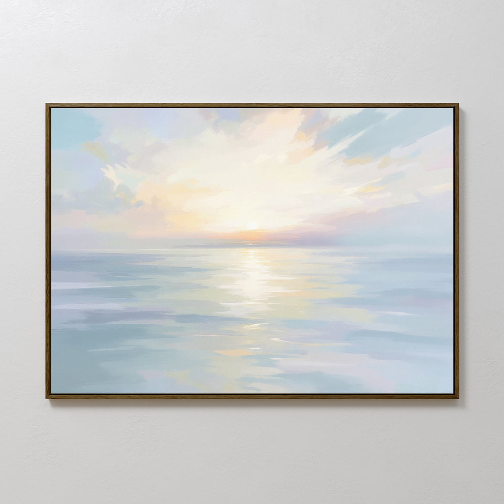 Whispering Tides at First Light – blue coastal canvas wall art print by Aspire Prints