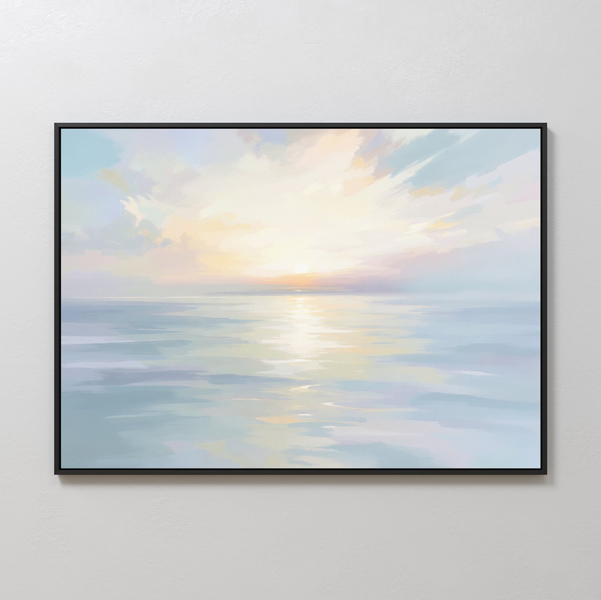 Whispering Tides at First Light – blue coastal canvas wall art print by Aspire Prints