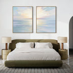 Whispering Tides Diptych – Set of 2 Canvas Prints set of 2 – blue coastal canvas wall art by Aspire Prints