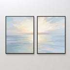 Whispering Tides Diptych – Set of 2 Canvas Prints set of 2 – blue coastal canvas wall art by Aspire Prints