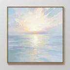 Whispering Tides at Daybreak – blue coastal canvas wall art print by Aspire Prints