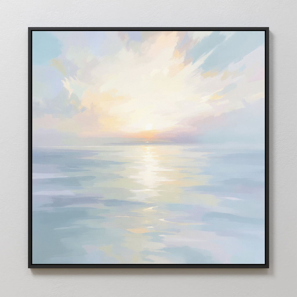 Whispering Tides at Daybreak – blue coastal canvas wall art print by Aspire Prints