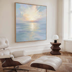 Whispering Tides at Daybreak – blue coastal canvas wall art print by Aspire Prints