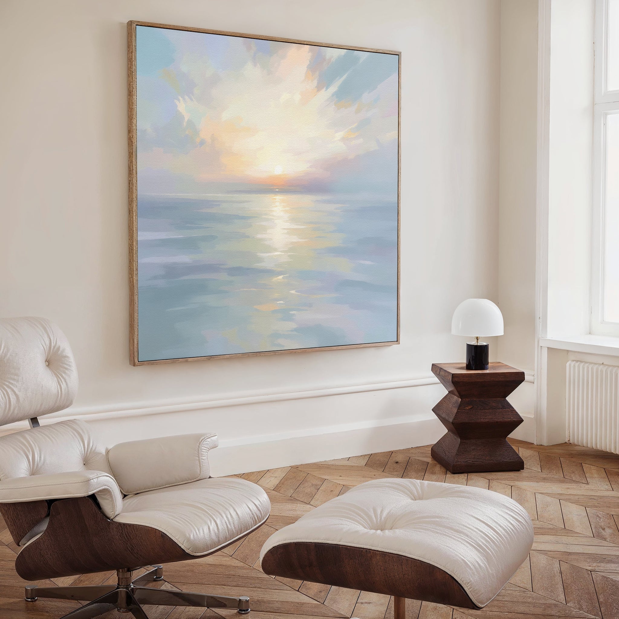 Whispering Tides at Daybreak – blue coastal canvas wall art print by Aspire Prints