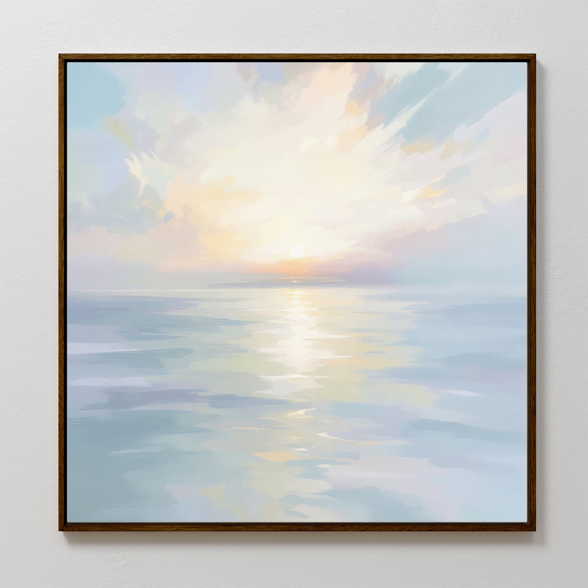 Whispering Tides at Daybreak – blue coastal canvas wall art print by Aspire Prints