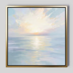 Whispering Tides at Daybreak – blue coastal canvas wall art print by Aspire Prints