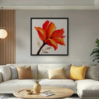 Fiery Lily Canvas Art - Square – Black Floating Frame in room setting