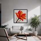 Fiery Lily Canvas Art - Square – Black Floating Frame in room setting