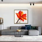 Fiery Lily Canvas Art - Square – Gold Floating Frame in room setting