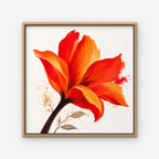 Fiery Lily Canvas Art - Square – Oak Floating Frame on white background