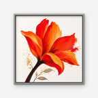 Fiery Lily Canvas Art - Square – Silver Floating Frame on white background