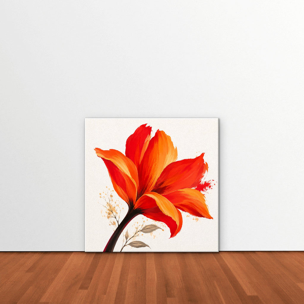 Fiery Lily Canvas Art - Square – Stretched Canvas Only in room setting