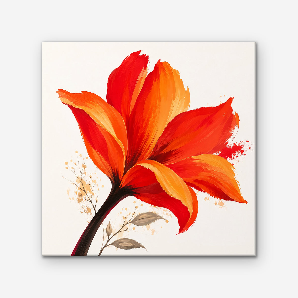 Fiery Lily Canvas Art - Square – Stretched Canvas Only on white background