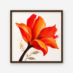 Fiery Lily Canvas Art - Square – Walnut Floating Frame on white background