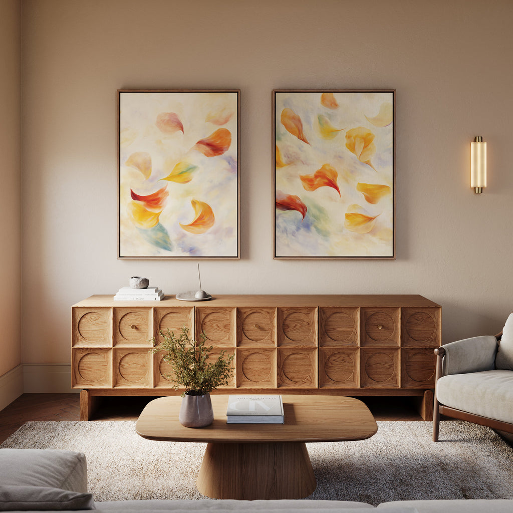 Whispers of Bloom – Set of 2 Canvas Prints set of 2 – multicolour botanical canvas wall art by Aspire Prints