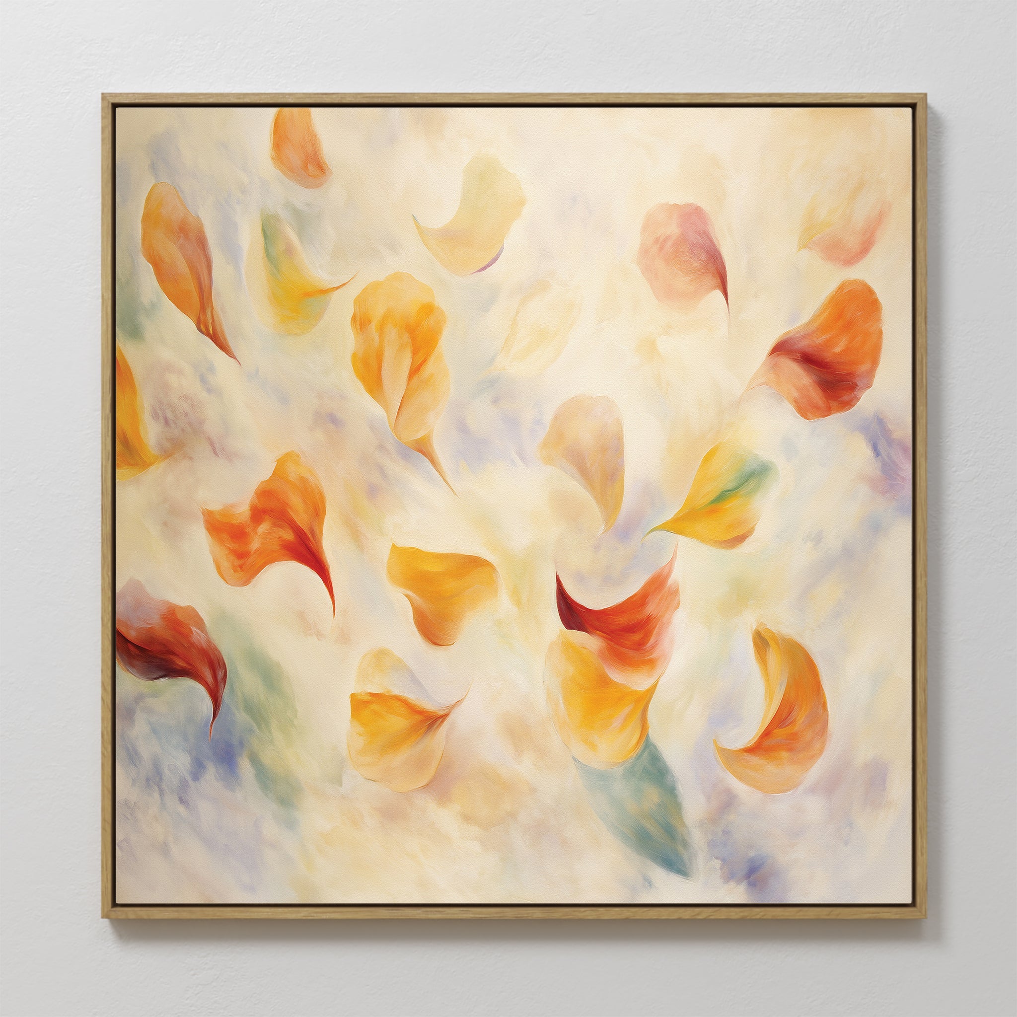 Whisper of Amber Bloom – multicolour botanical canvas wall art print by Aspire Prints