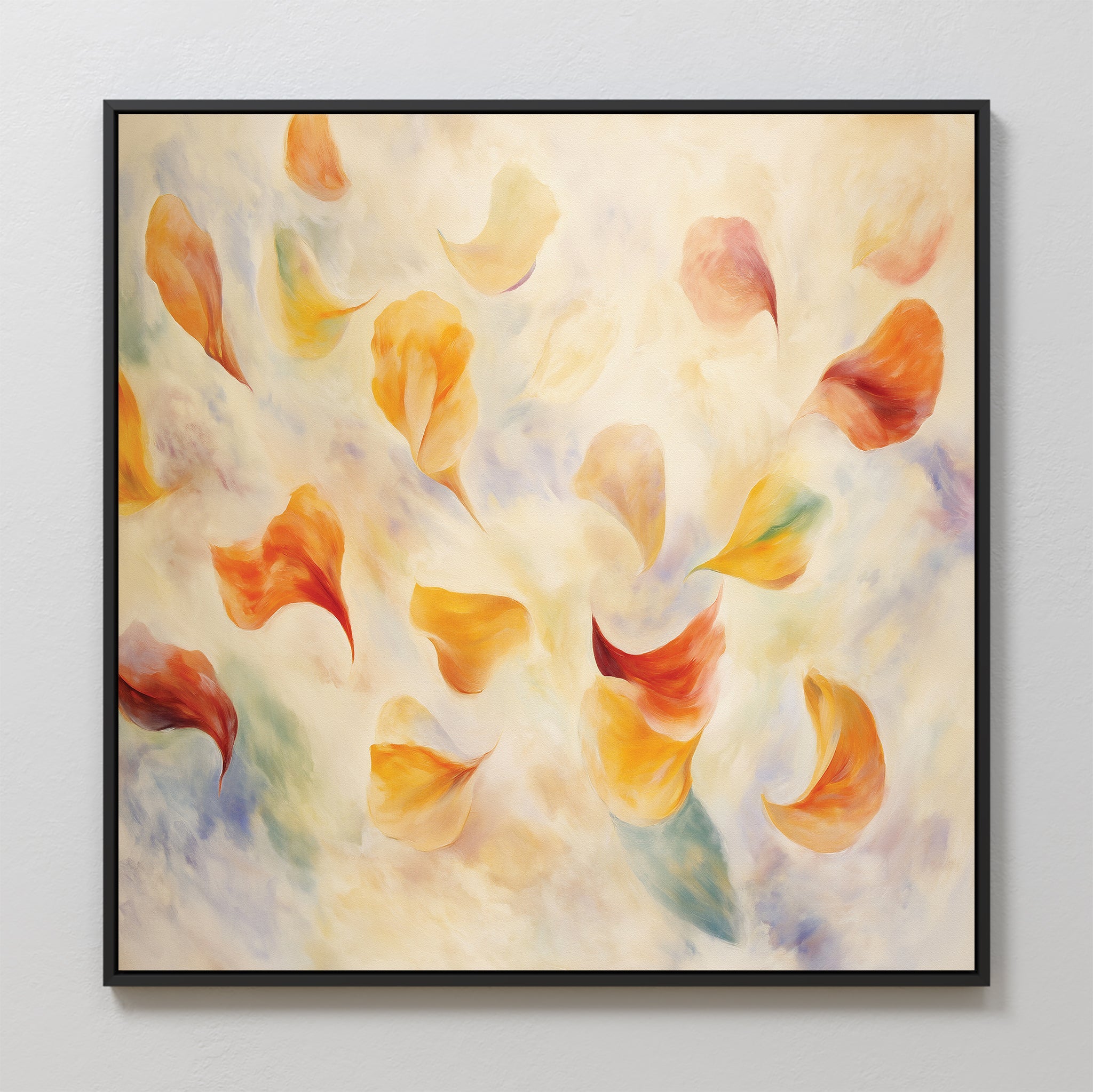 Whisper of Amber Bloom – multicolour botanical canvas wall art print by Aspire Prints