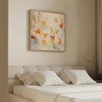 Whisper of Amber Bloom – multicolour botanical canvas wall art print by Aspire Prints