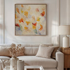Whisper of Amber Bloom – multicolour botanical canvas wall art print by Aspire Prints