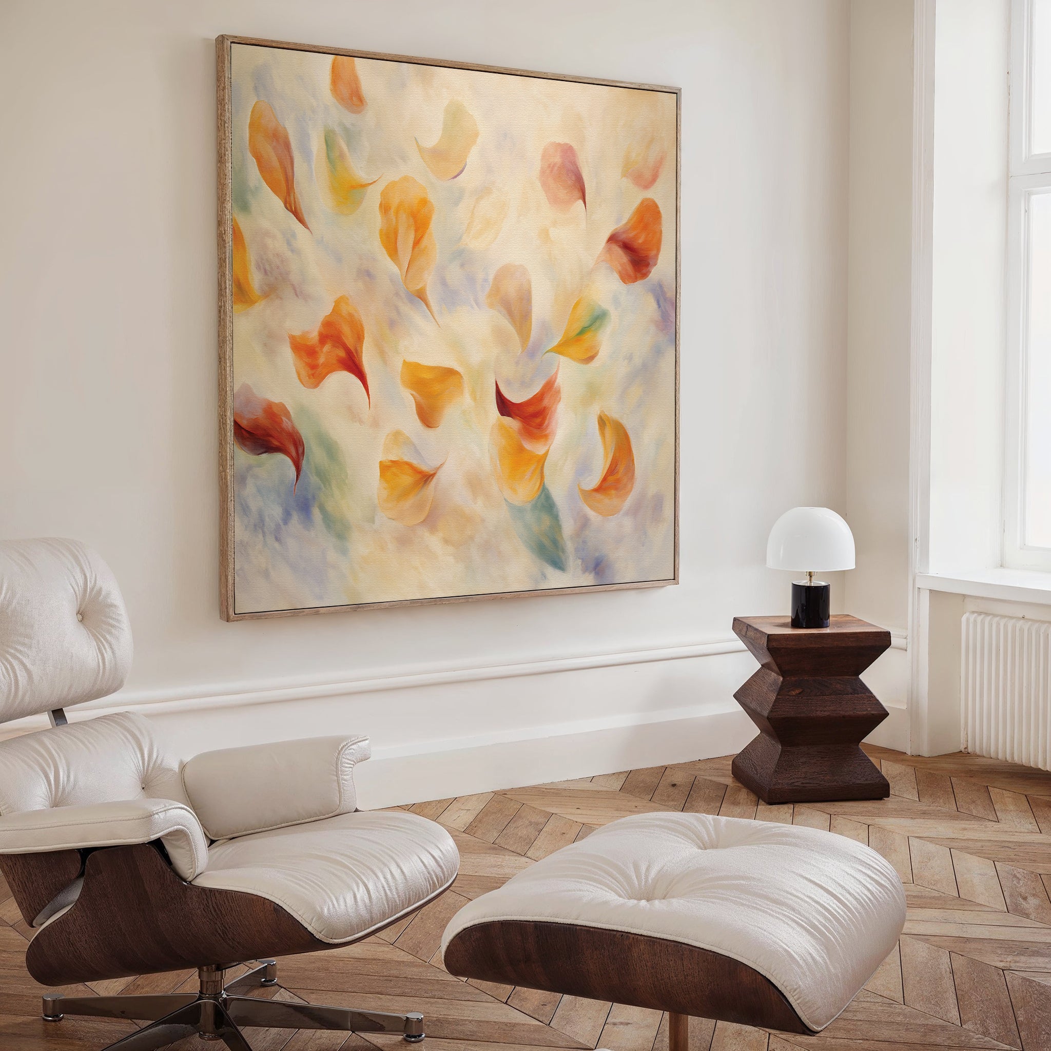 Whisper of Amber Bloom – multicolour botanical canvas wall art print by Aspire Prints