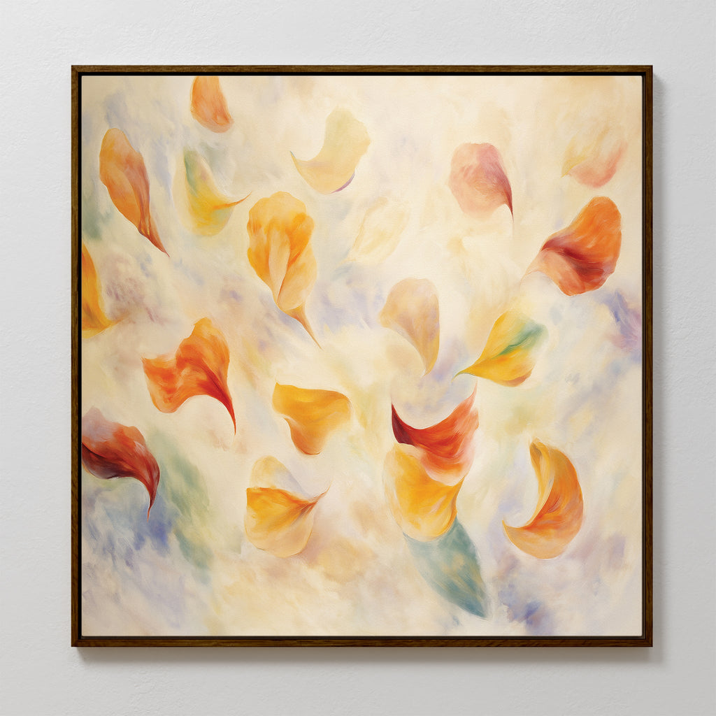 Whisper of Amber Bloom – multicolour botanical canvas wall art print by Aspire Prints