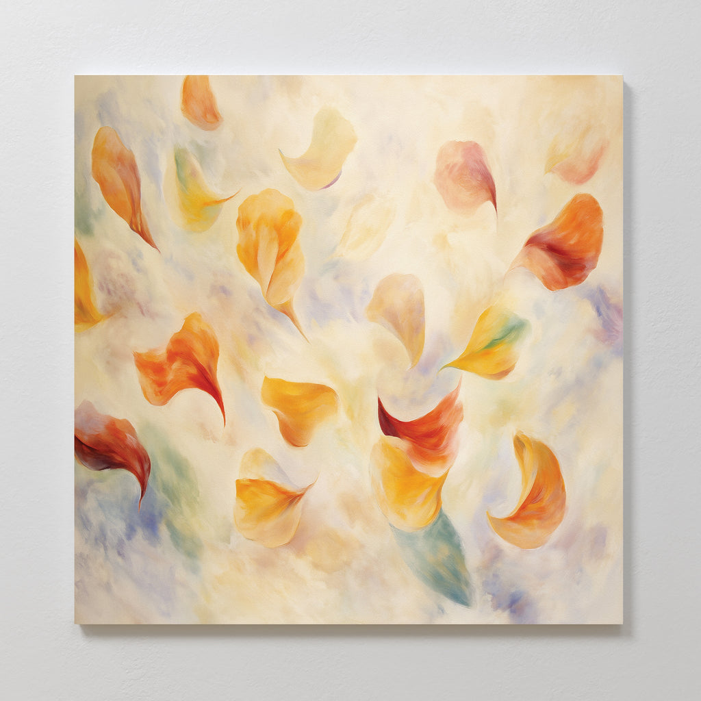 Whisper of Amber Bloom – multicolour botanical canvas wall art print by Aspire Prints