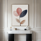 Whispered Bloom in Charcoal Dusk – blush pink botanical canvas wall art print by Aspire Prints