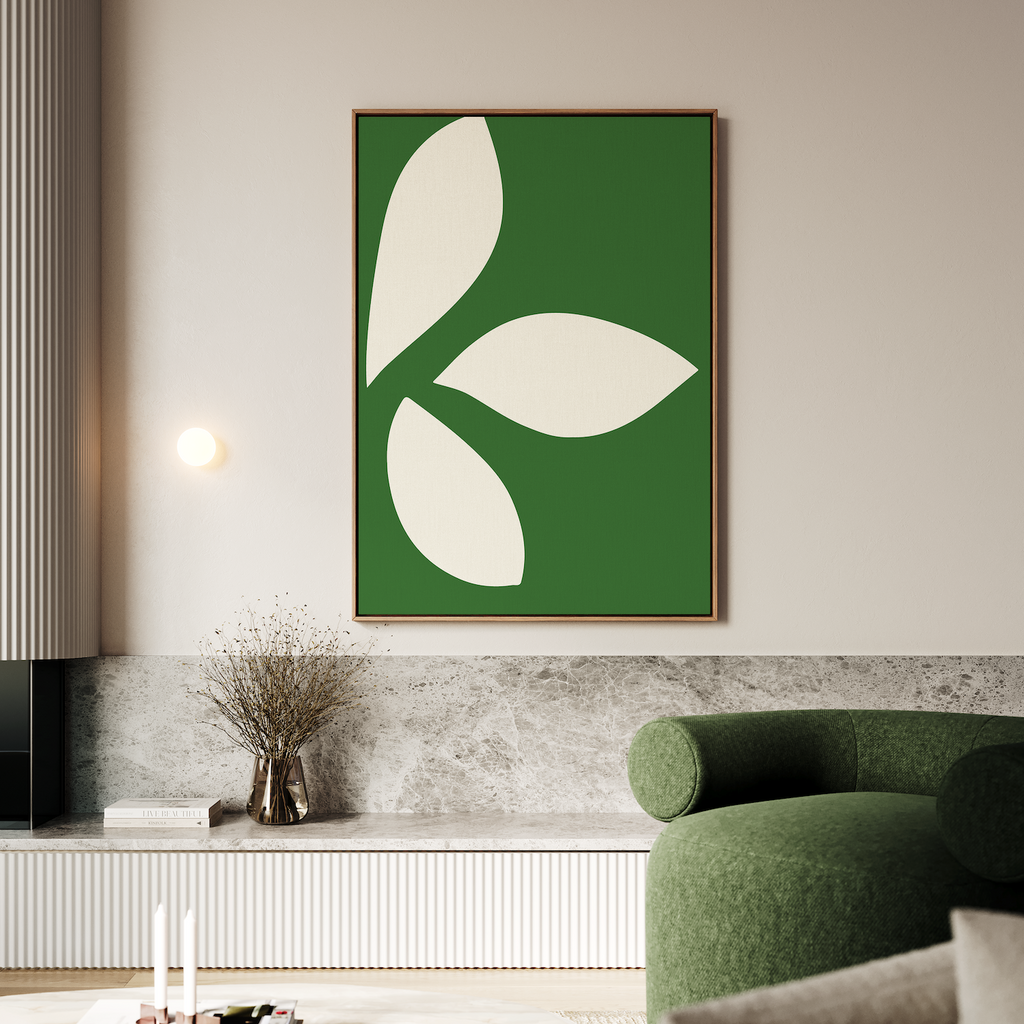 Whispering Fronds in Emerald Hush – green botanical canvas wall art print by Aspire Prints