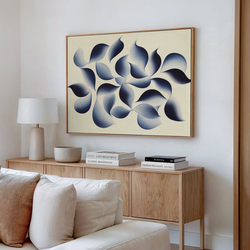 Indigo Whispers in Bloom – blue botanical canvas wall art print by Aspire Prints