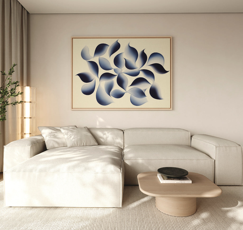 Indigo Whispers in Bloom – blue botanical canvas wall art print by Aspire Prints