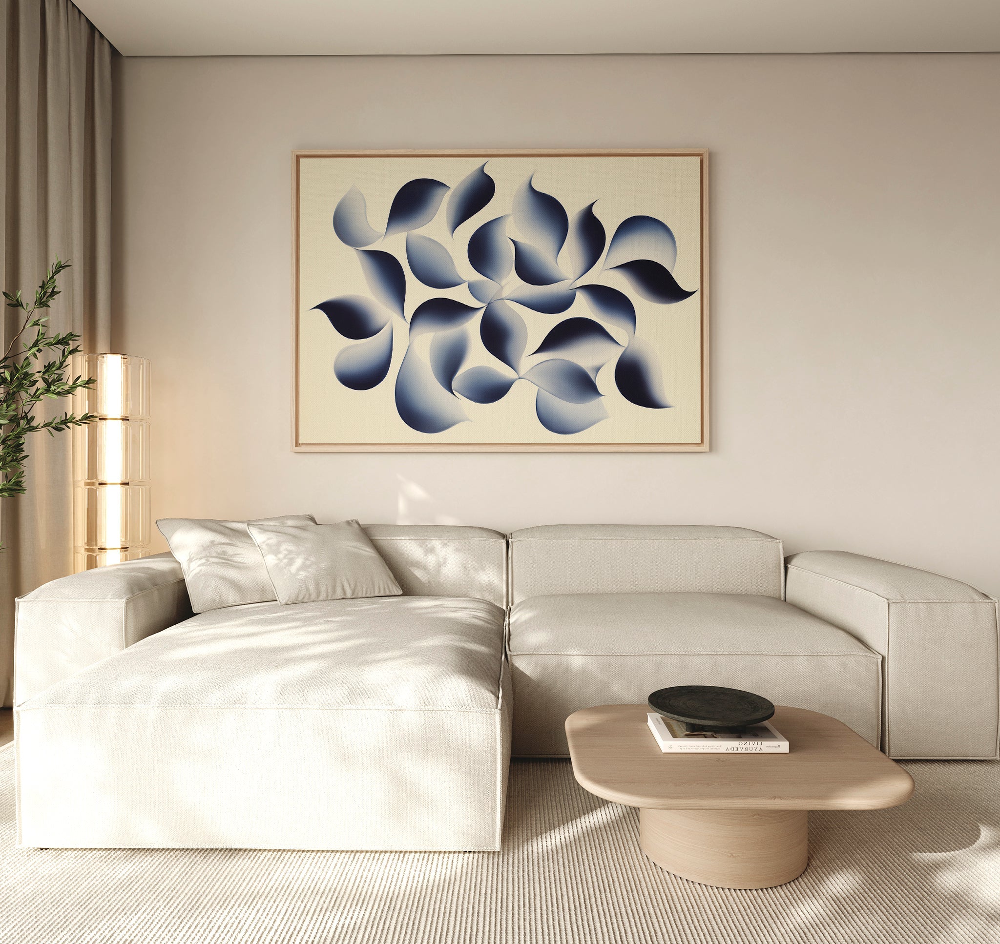 Indigo Whispers in Bloom – blue botanical canvas wall art print by Aspire Prints