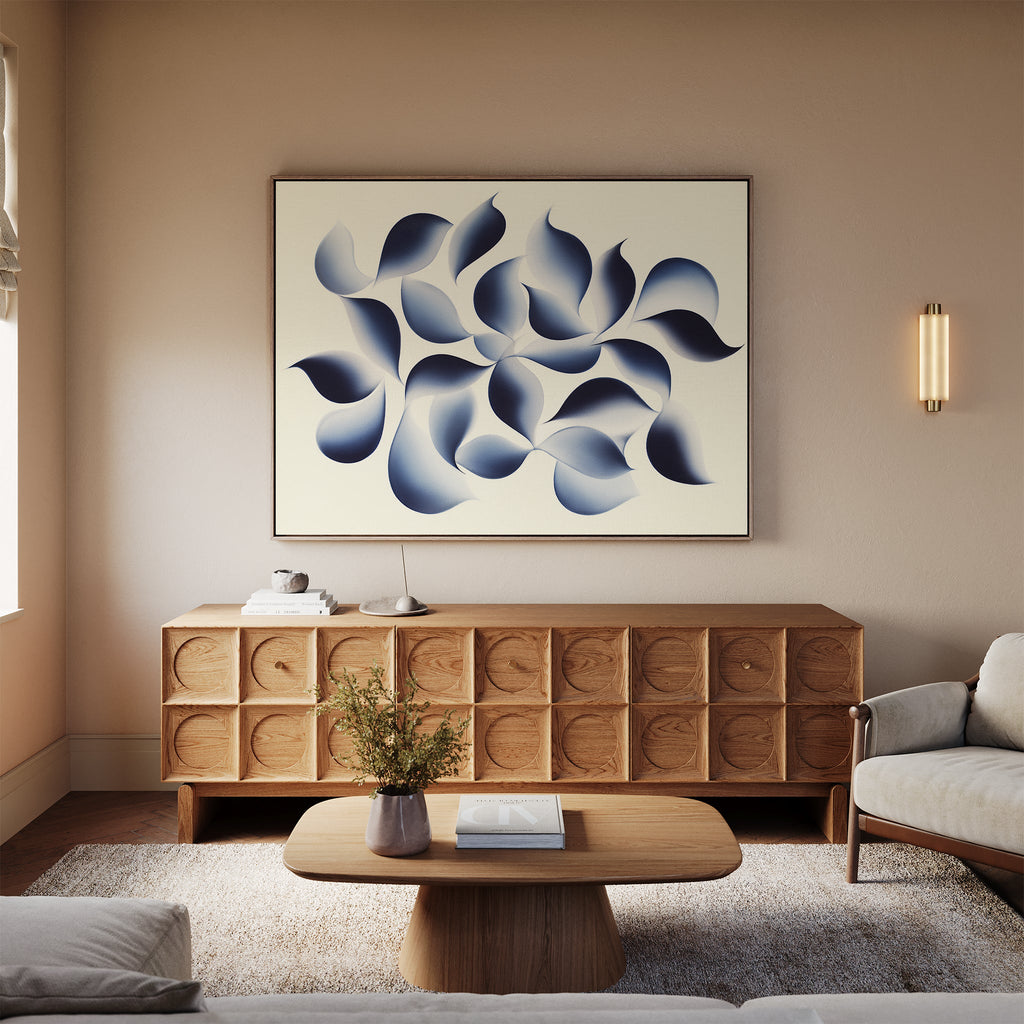 Indigo Whispers in Bloom – blue botanical canvas wall art print by Aspire Prints