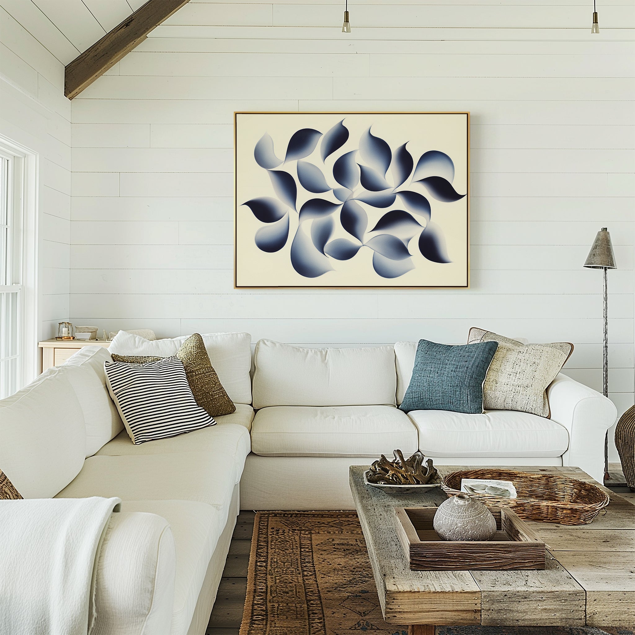 Indigo Whispers in Bloom – blue botanical canvas wall art print by Aspire Prints