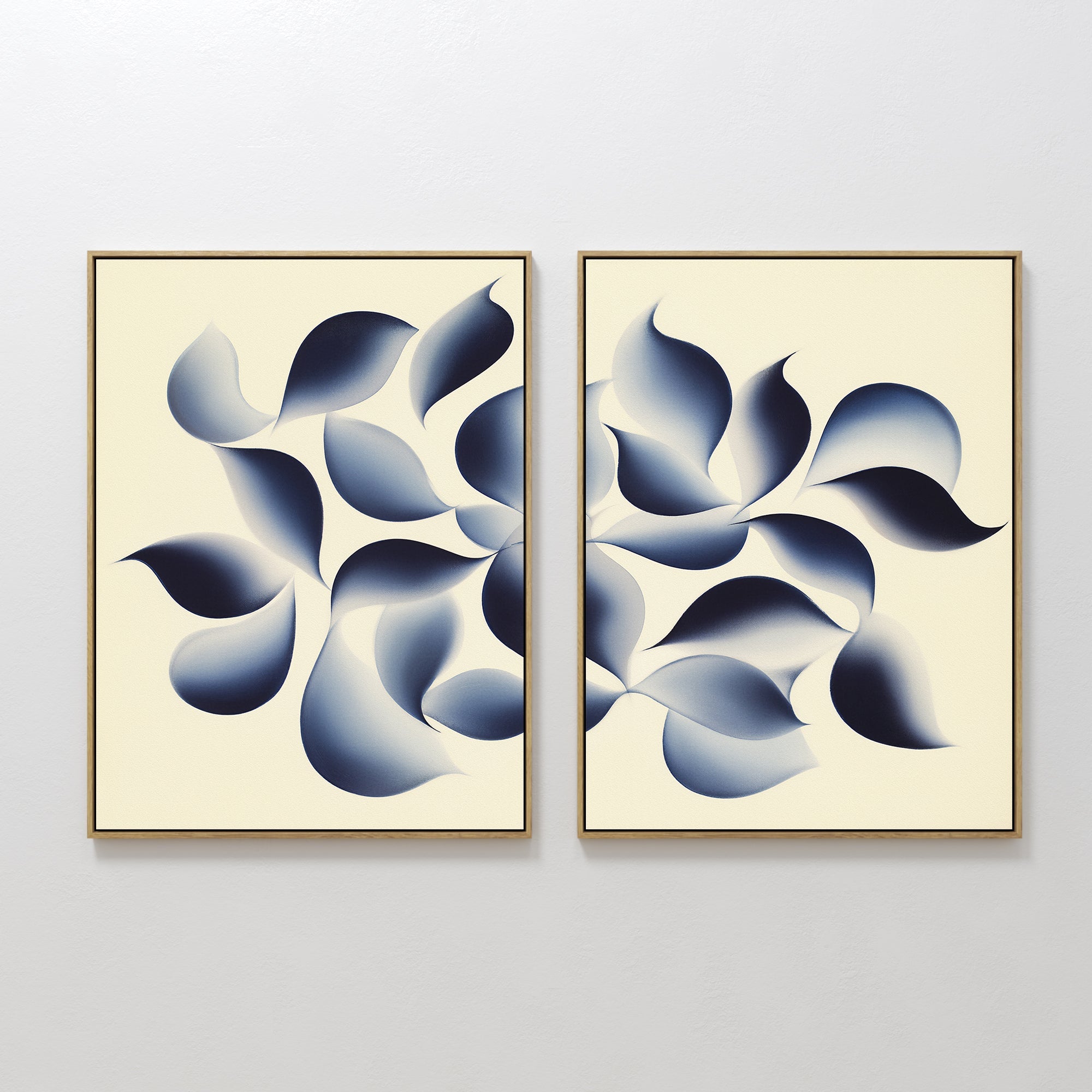Indigo Whispers Diptych – Set of 2 Canvas Prints set of 2 – blue botanical canvas wall art by Aspire Prints