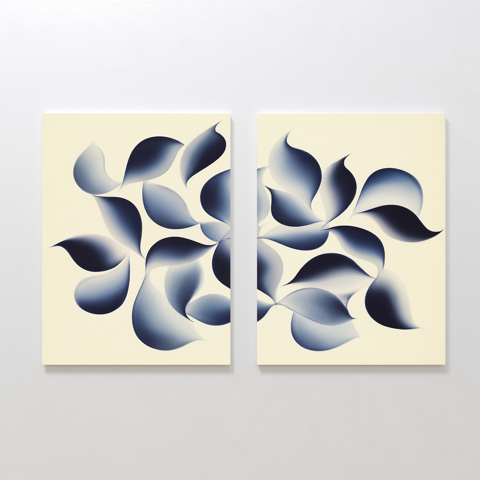 Indigo Whispers Diptych – Set of 2 Canvas Prints set of 2 – blue botanical canvas wall art by Aspire Prints