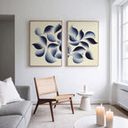 Indigo Whispers Diptych – Set of 2 Canvas Prints set of 2 – blue botanical canvas wall art by Aspire Prints